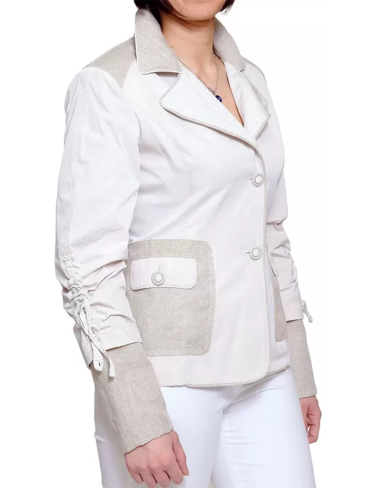 Giacca beige cotone e lino Madreperla